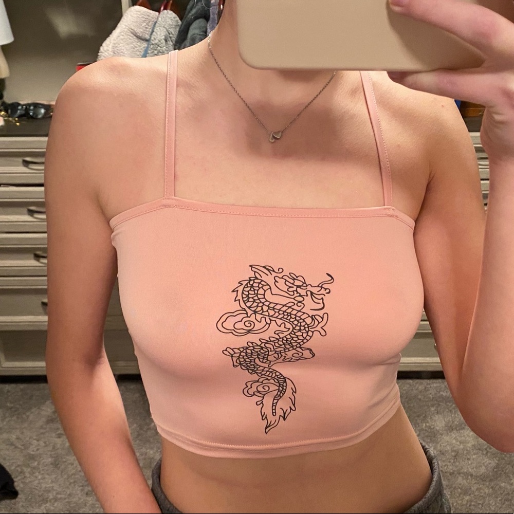 NWOT SHEIN Pink Dragon Crop Top